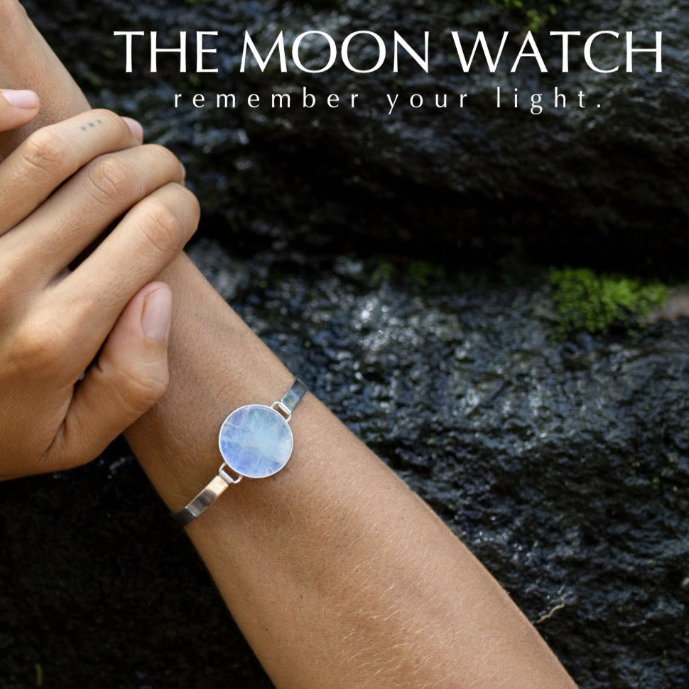 RAINBOW MOONSTONE BRACELET - THE MOON WATCH - 925 Sterling Silver-BROKENSTONES JEWELRY