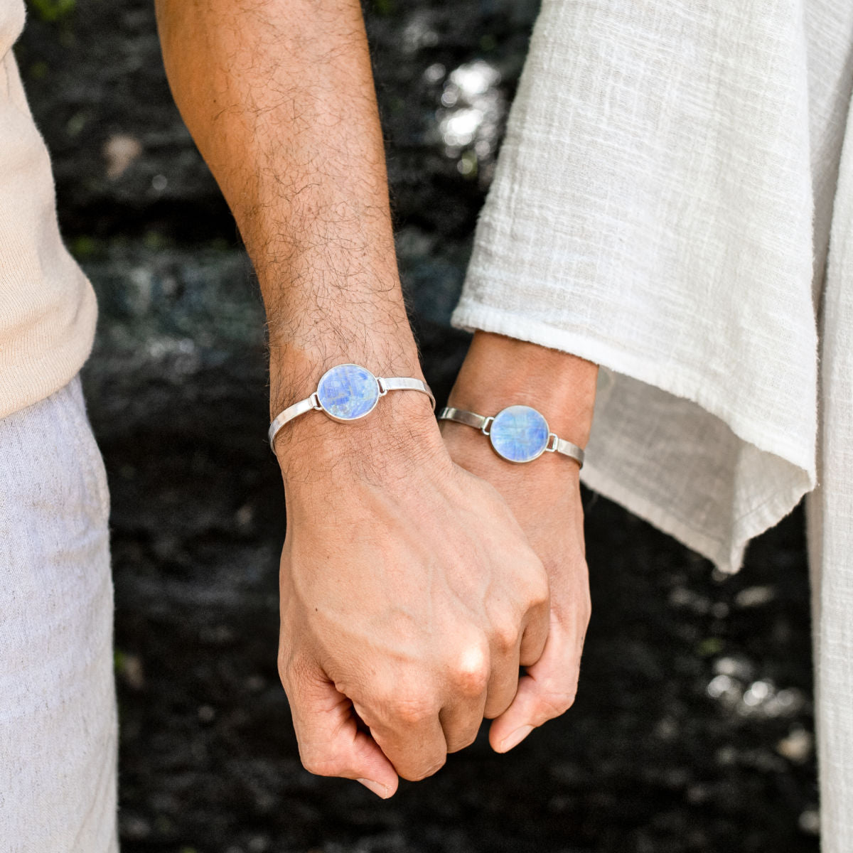 RAINBOW MOONSTONE BRACELET - THE MOON WATCH - 925 Sterling Silver-BROKENSTONES JEWELRY