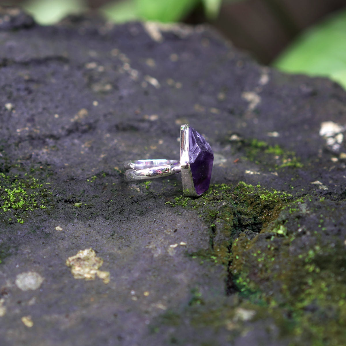 ROUGH AMETHYST ◇ MANIFESTATION RING - 925 Sterling Silver-BROKENSTONES JEWELRY