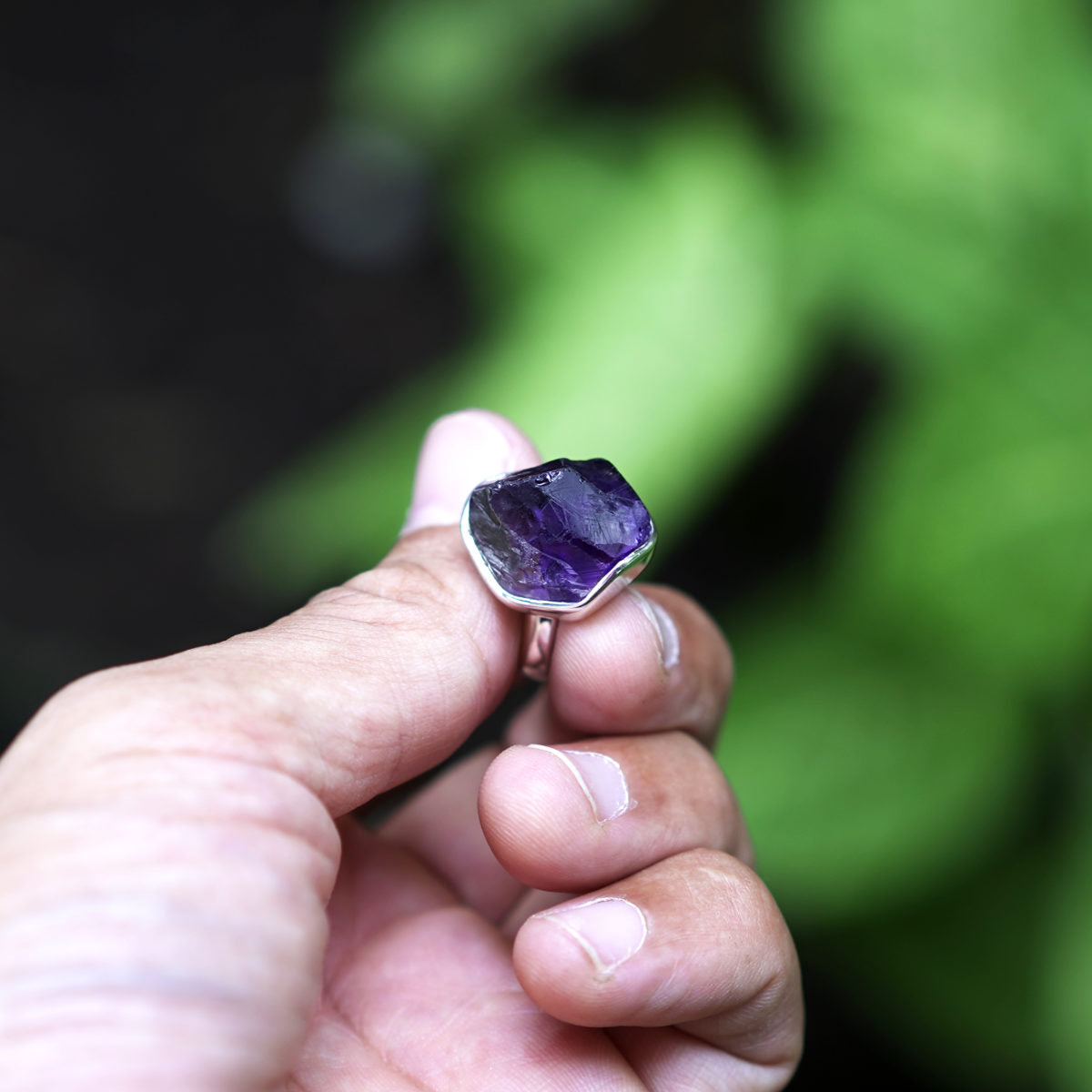 ROUGH AMETHYST ◇ MANIFESTATION RING - 925 Sterling Silver-BROKENSTONES JEWELRY