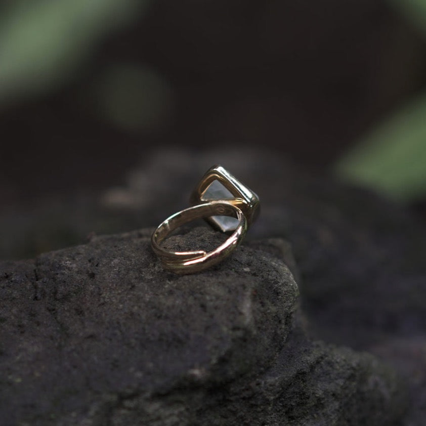 ROUGH AQUAMARINE ◇ MANIFESTATION RING - 18k Vermeil Gold-Plating-BROKENSTONES JEWELRY