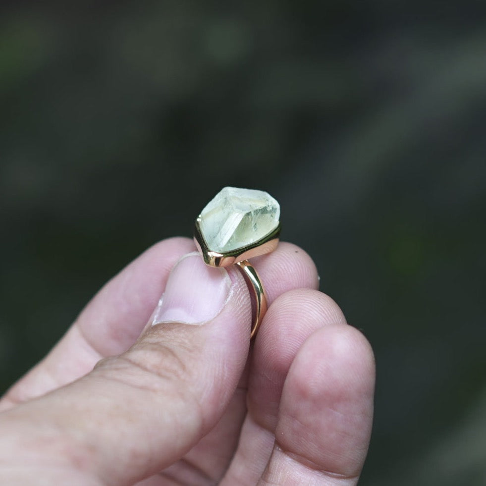 ROUGH AQUAMARINE ◇ MANIFESTATION RING - 18k Vermeil Gold-Plating-BROKENSTONES JEWELRY