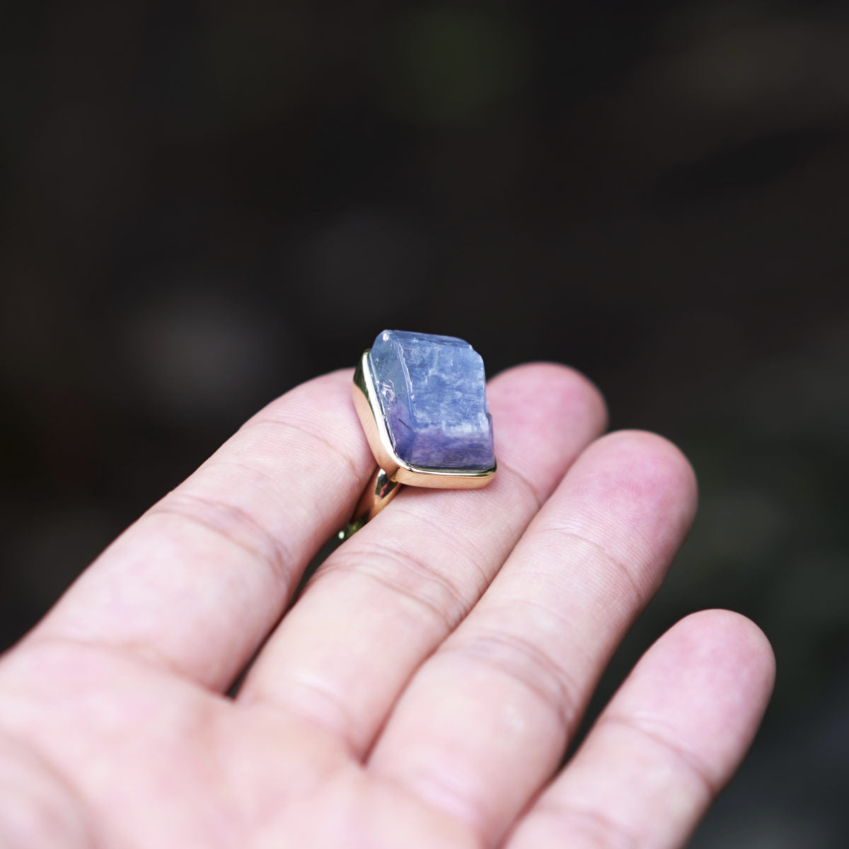 ROUGH AQUAMARINE ◇ MANIFESTATION RING - 18k Vermeil Gold-Plating-BROKENSTONES JEWELRY
