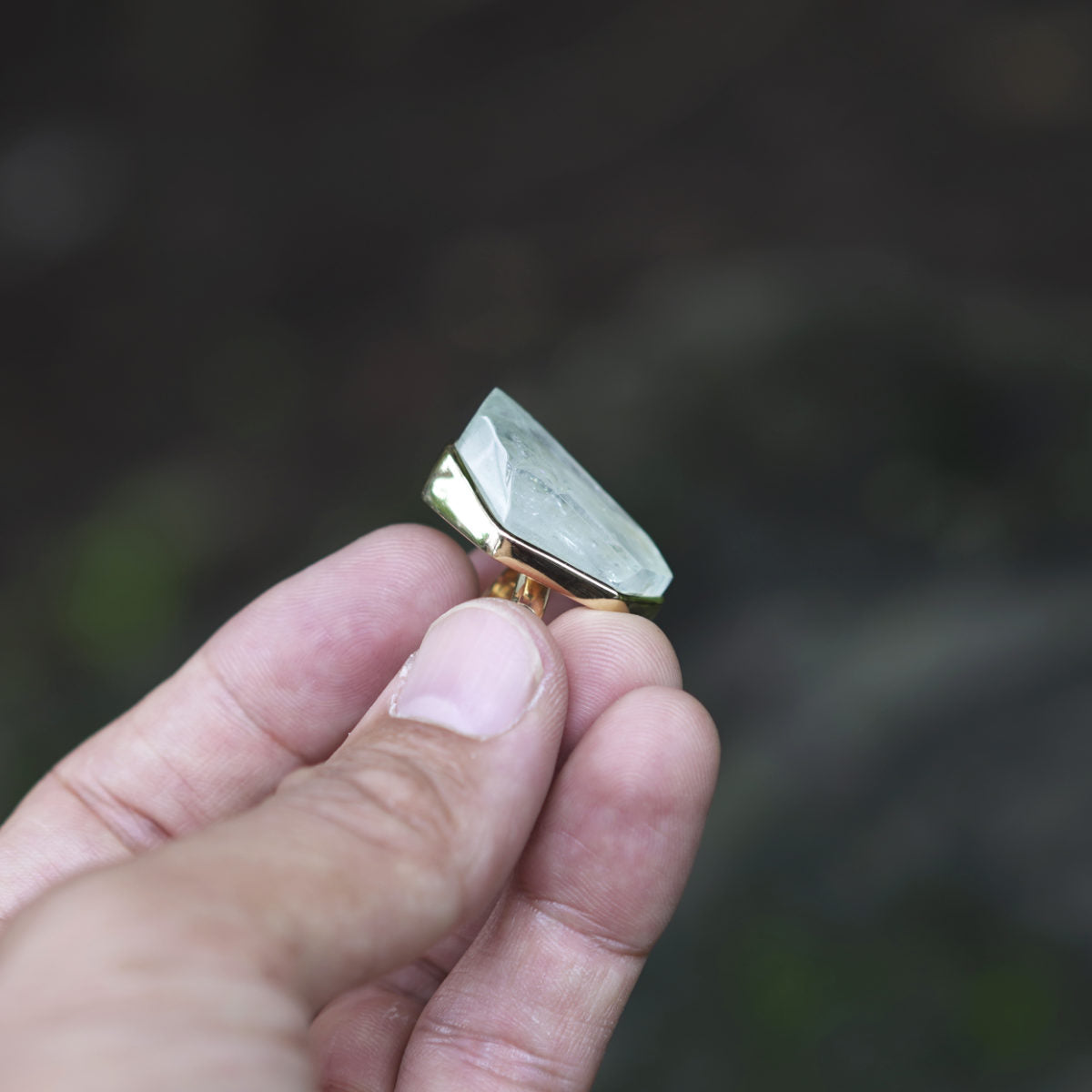ROUGH AQUAMARINE ◇ MANIFESTATION RING - 18k Vermeil Gold-Plating-BROKENSTONES JEWELRY