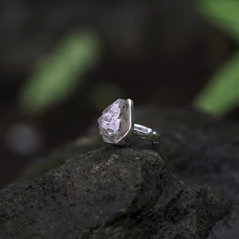 ROUGH DIAMOND QUARTZ ◇ MANIFESTATION RING - 925 Sterling Silver-BROKENSTONES JEWELRY