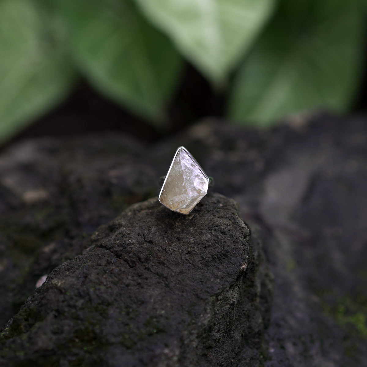 ROUGH HIDDENITE ◇ MANIFESTATION RING - 925 Sterling Silver-BROKENSTONES JEWELRY