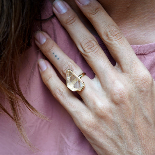 ROUGH IMPERIAL TOPAZ ◇ MANIFESTATION RING - 18k Vermeil Gold-Plating-BROKENSTONES JEWELRY
