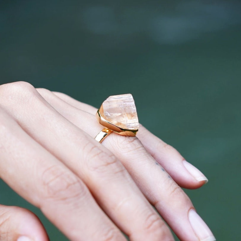 ROUGH IMPERIAL TOPAZ ◇ MANIFESTATION RING - 18k Vermeil Gold-Plating-BROKENSTONES JEWELRY