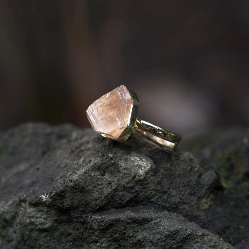 ROUGH IMPERIAL TOPAZ ◇ MANIFESTATION RING - 18k Vermeil Gold-Plating-BROKENSTONES JEWELRY