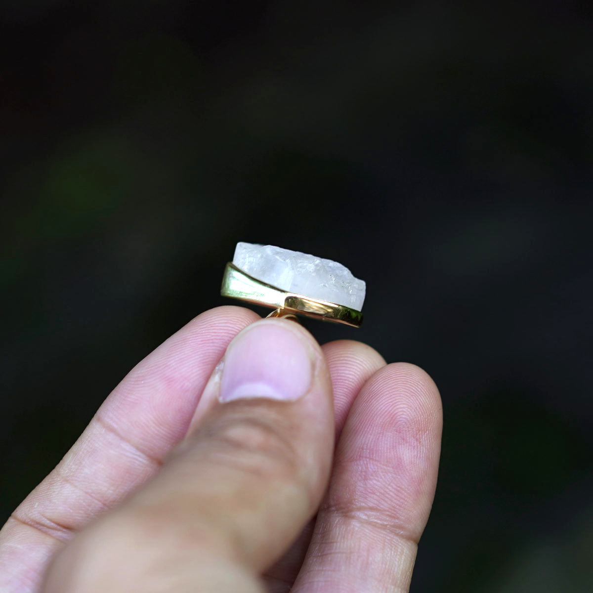 ROUGH MOONSTONE ◇ MANIFESTATION RING - 18k Vermeil Gold-Plating-BROKENSTONES JEWELRY