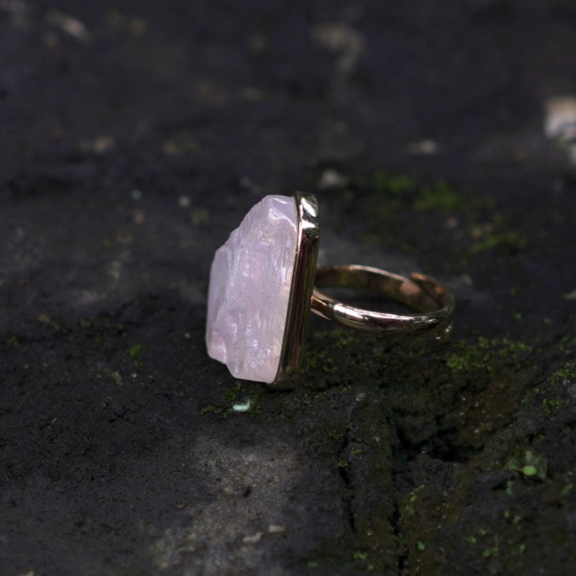 ROUGH MOONSTONE ◇ MANIFESTATION RING - 18k Vermeil Gold-Plating-BROKENSTONES JEWELRY