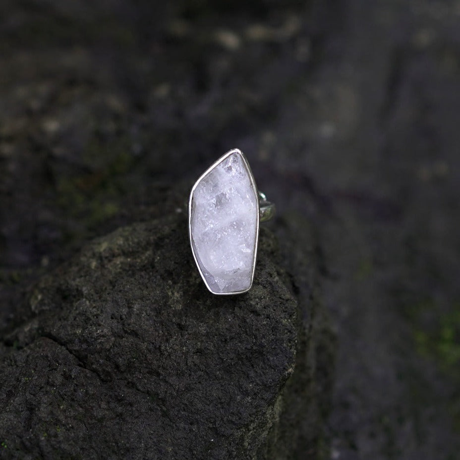 ROUGH MOONSTONE ◇ MANIFESTATION RING - 925 Sterling Silver-BROKENSTONES JEWELRY