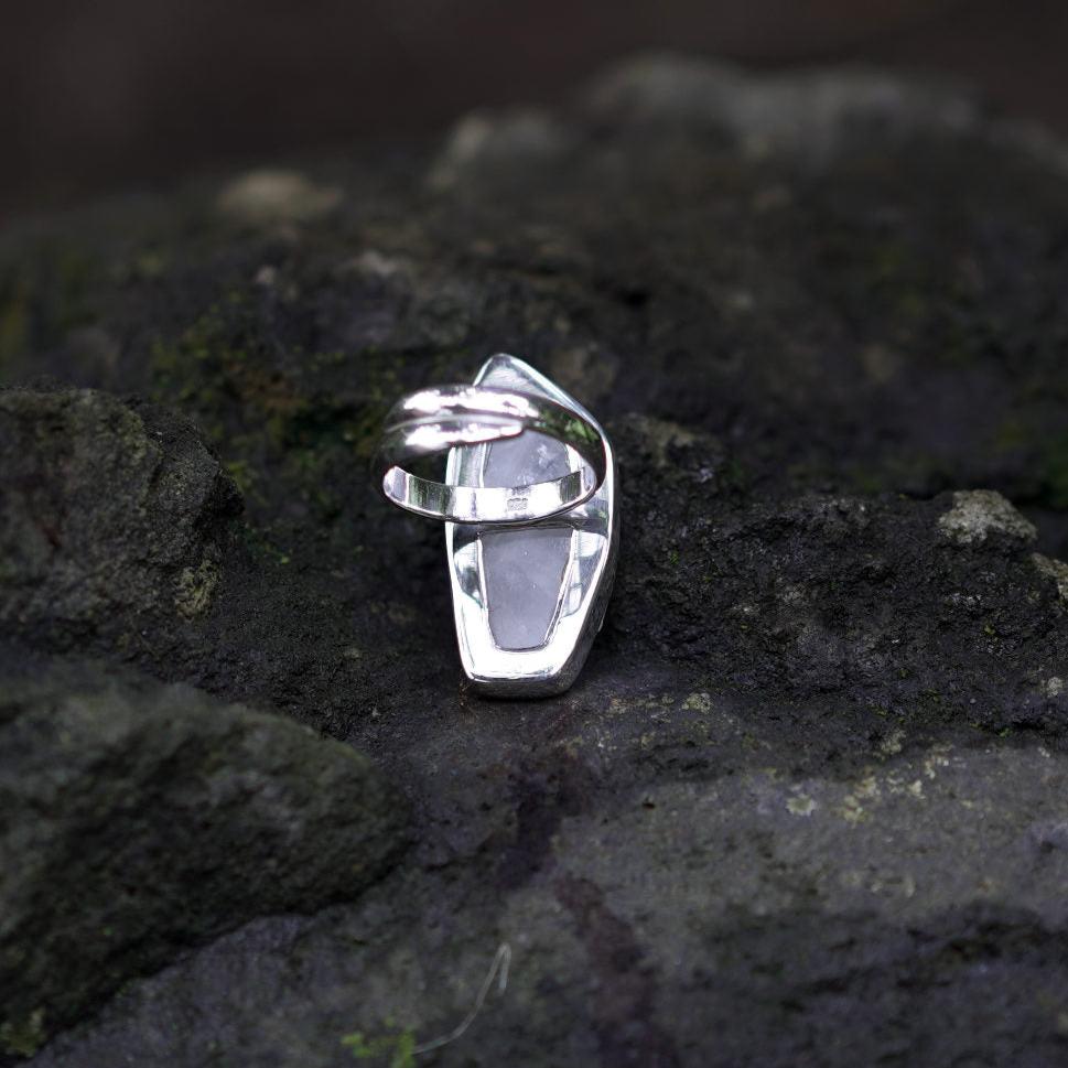 ROUGH MOONSTONE ◇ MANIFESTATION RING - 925 Sterling Silver-BROKENSTONES JEWELRY