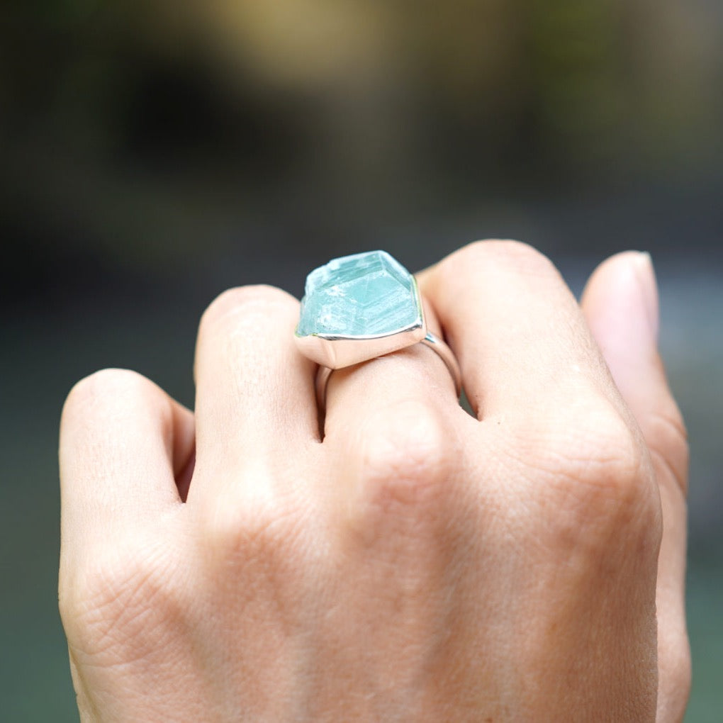 AQUAMARINE RING (925 Sterling Silver+)