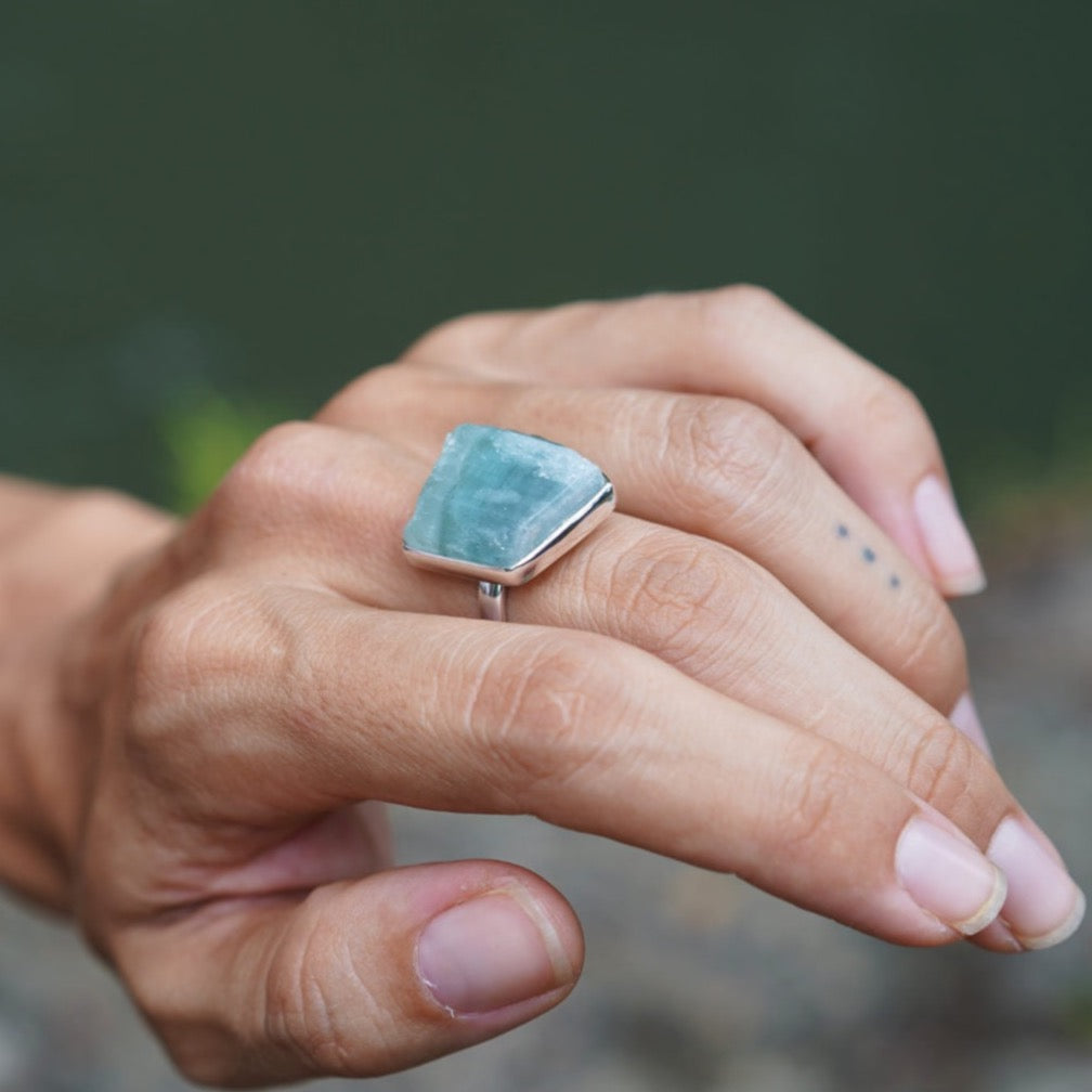 AQUAMARINE RING (925 Sterling Silver+)