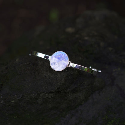 RAINBOW MOONSTONE BRACELET - THE MOON WATCH - 925 Sterling Silver-BROKENSTONES JEWELRY