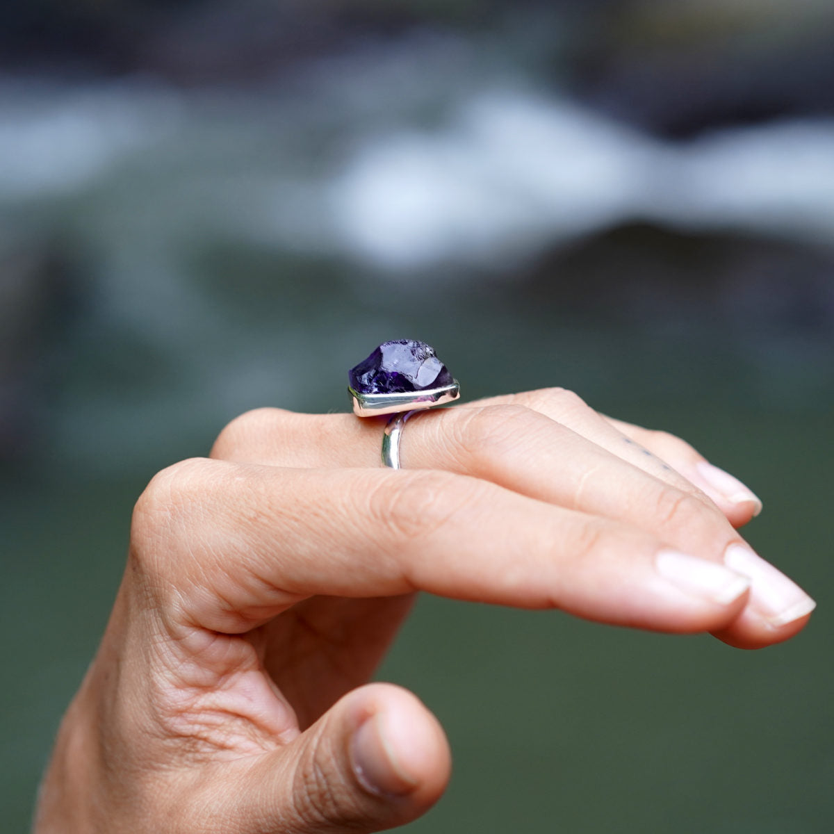 ROUGH AMETHYST ◇ MANIFESTATION RING - 925 Sterling Silver-BROKENSTONES JEWELRY