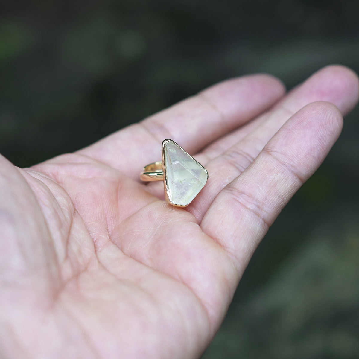 ROUGH AQUAMARINE ◇ MANIFESTATION RING - 18k Vermeil Gold-Plating-BROKENSTONES JEWELRY