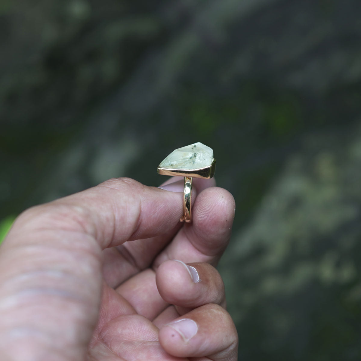 ROUGH AQUAMARINE ◇ MANIFESTATION RING - 18k Vermeil Gold-Plating-BROKENSTONES JEWELRY