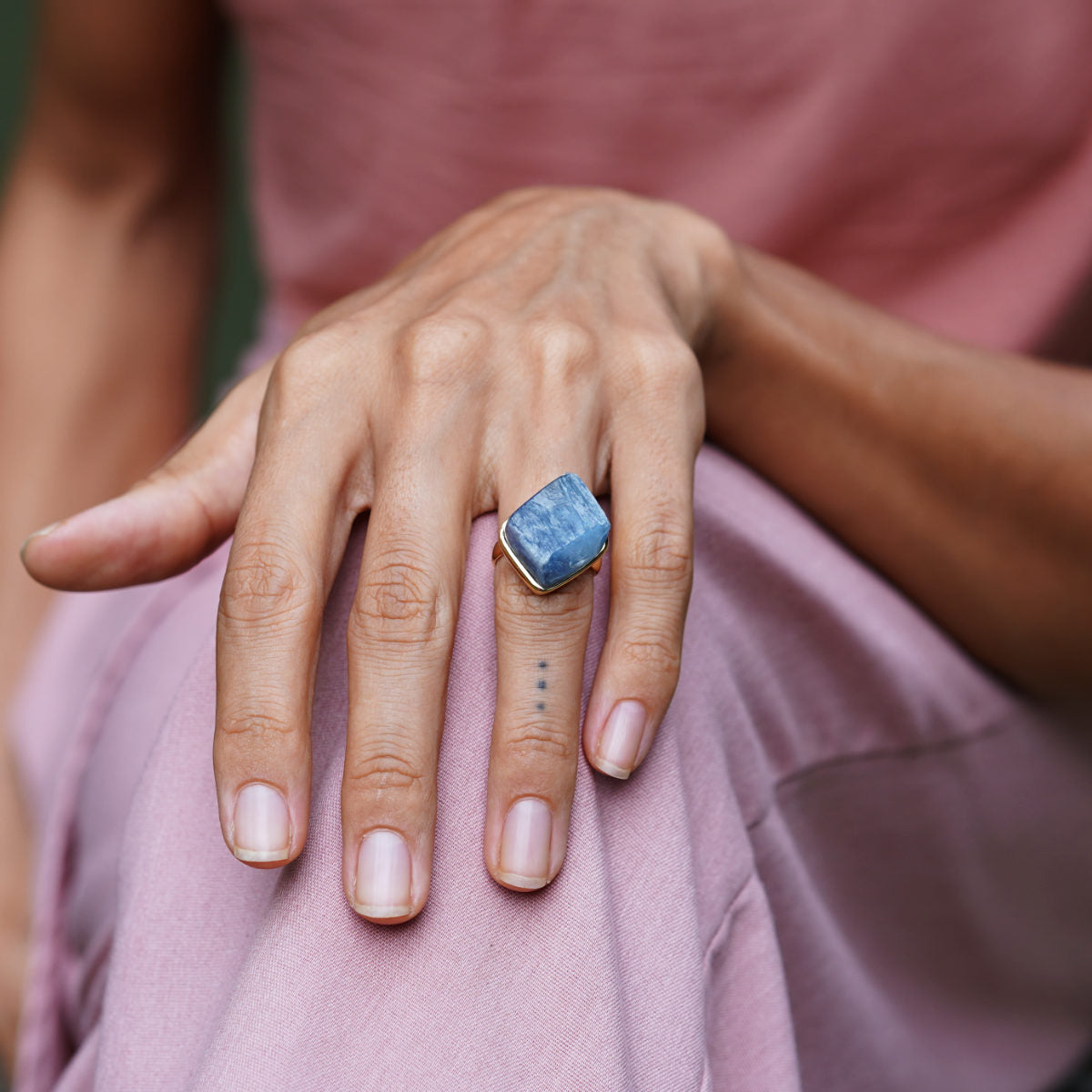 ROUGH AQUAMARINE ◇ MANIFESTATION RING - 18k Vermeil Gold-Plating-BROKENSTONES JEWELRY