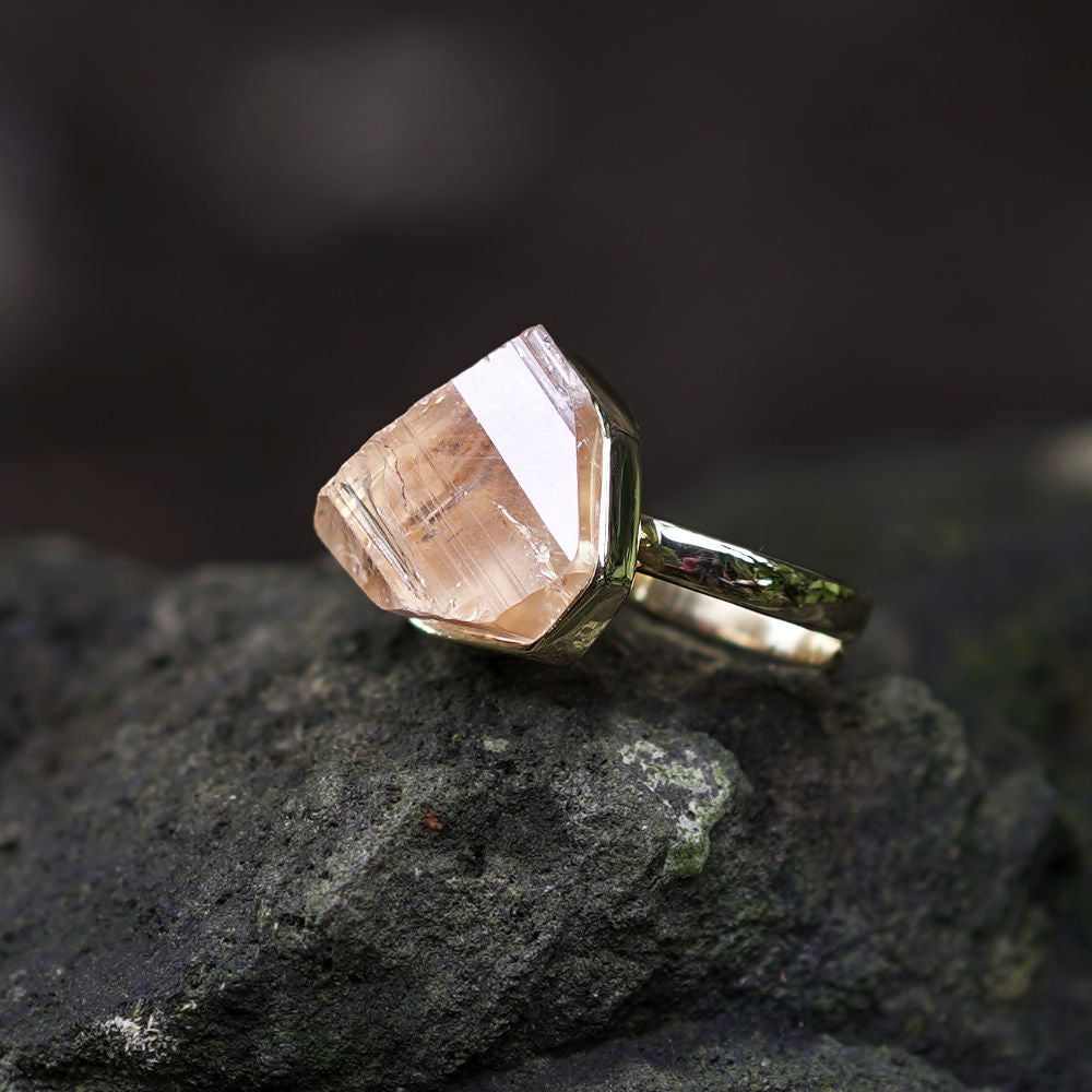 ROUGH IMPERIAL TOPAZ ◇ MANIFESTATION RING - 18k Vermeil Gold-Plating-BROKENSTONES JEWELRY