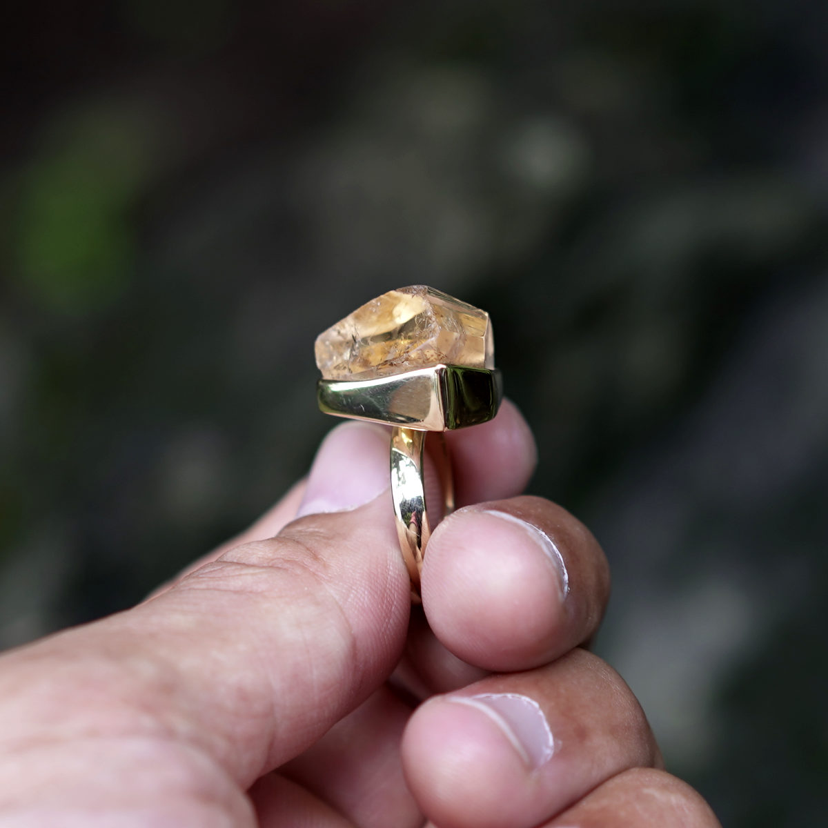 ROUGH IMPERIAL TOPAZ ◇ MANIFESTATION RING - 18k Vermeil Gold-Plating-BROKENSTONES JEWELRY