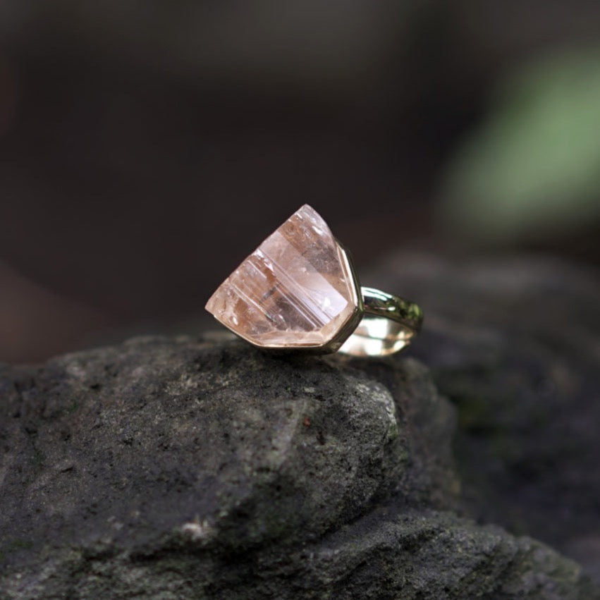 ROUGH IMPERIAL TOPAZ ◇ MANIFESTATION RING - 18k Vermeil Gold-Plating-BROKENSTONES JEWELRY