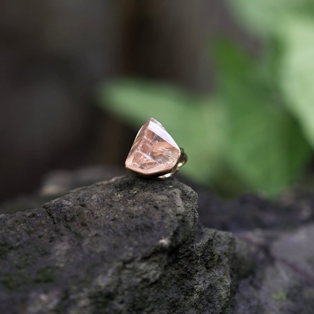 ROUGH IMPERIAL TOPAZ ◇ MANIFESTATION RING - 18k Vermeil Gold-Plating-BROKENSTONES JEWELRY