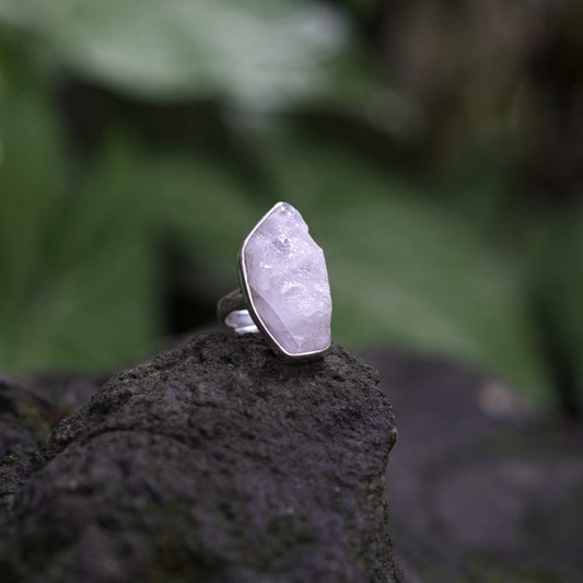 ROUGH MOONSTONE ◇ MANIFESTATION RING - 925 Sterling Silver-BROKENSTONES JEWELRY