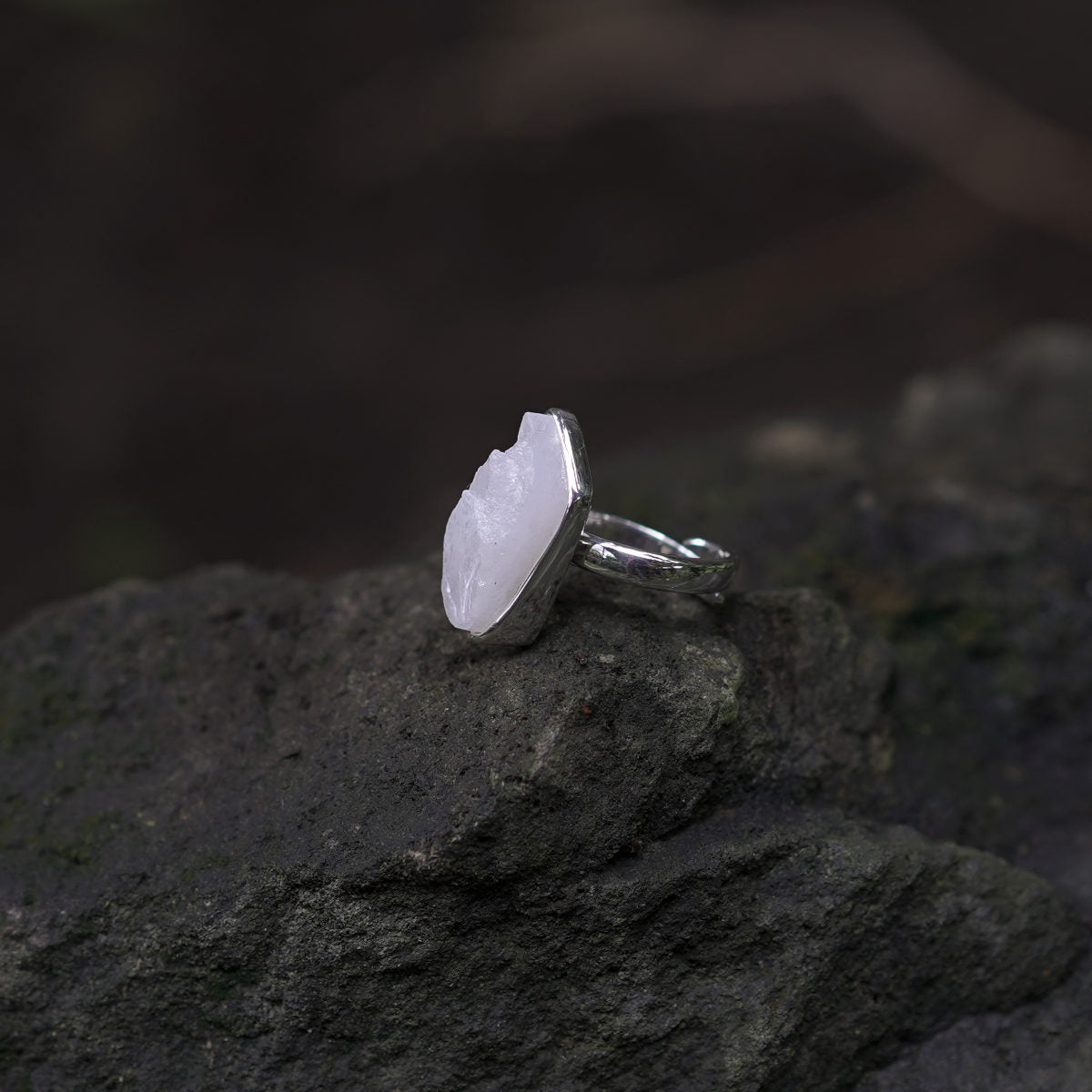 ROUGH MOONSTONE ◇ MANIFESTATION RING - 925 Sterling Silver-BROKENSTONES JEWELRY