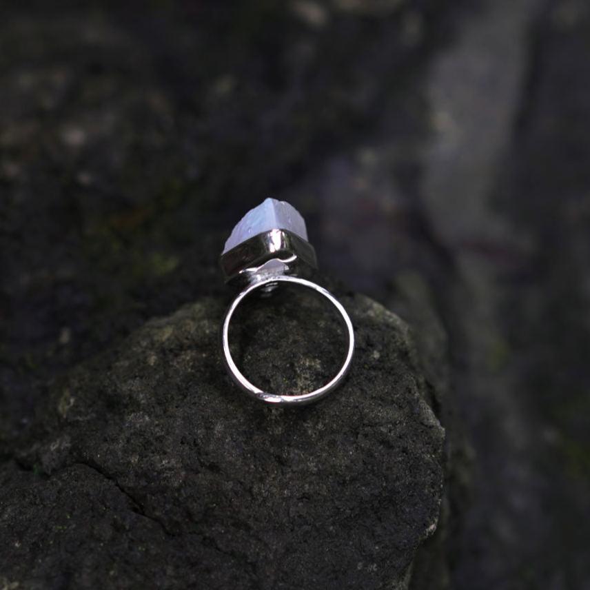 ROUGH MOONSTONE ◇ MANIFESTATION RING - 925 Sterling Silver-BROKENSTONES JEWELRY