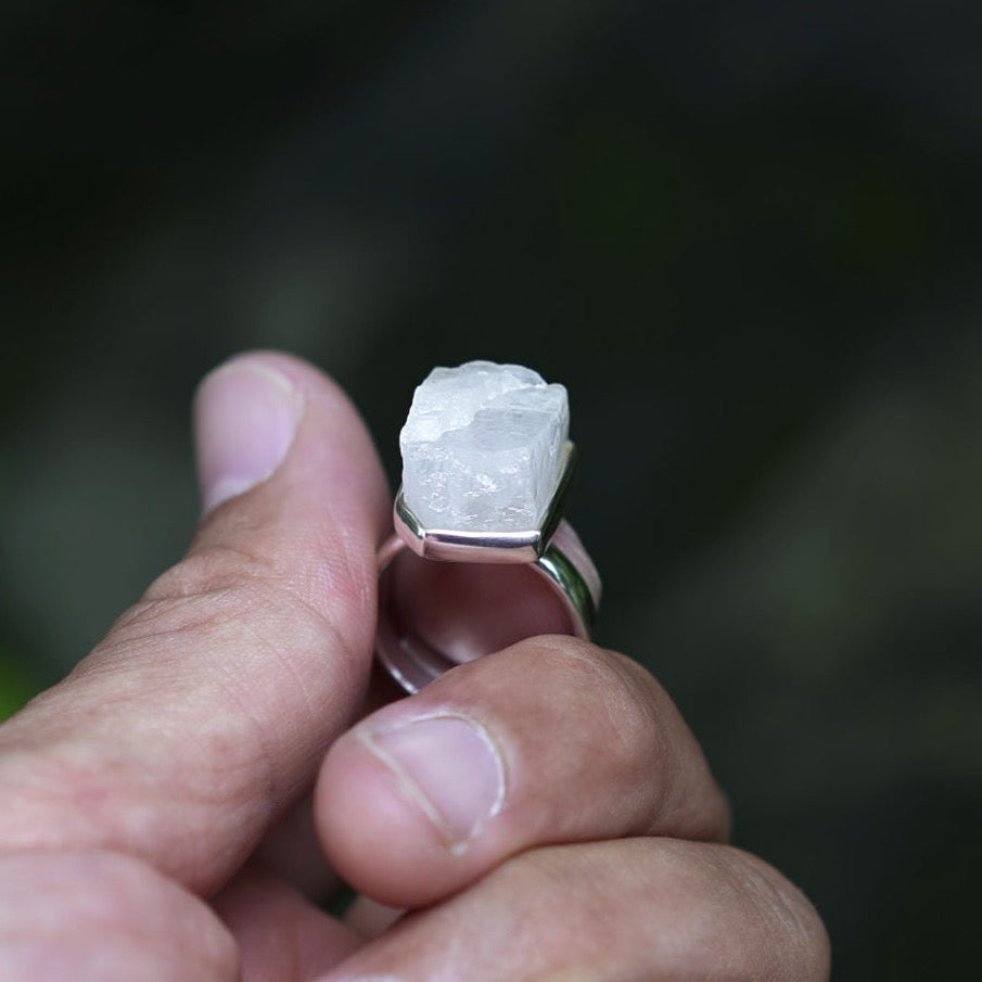 ROUGH MOONSTONE ◇ MANIFESTATION RING - 925 Sterling Silver-BROKENSTONES JEWELRY