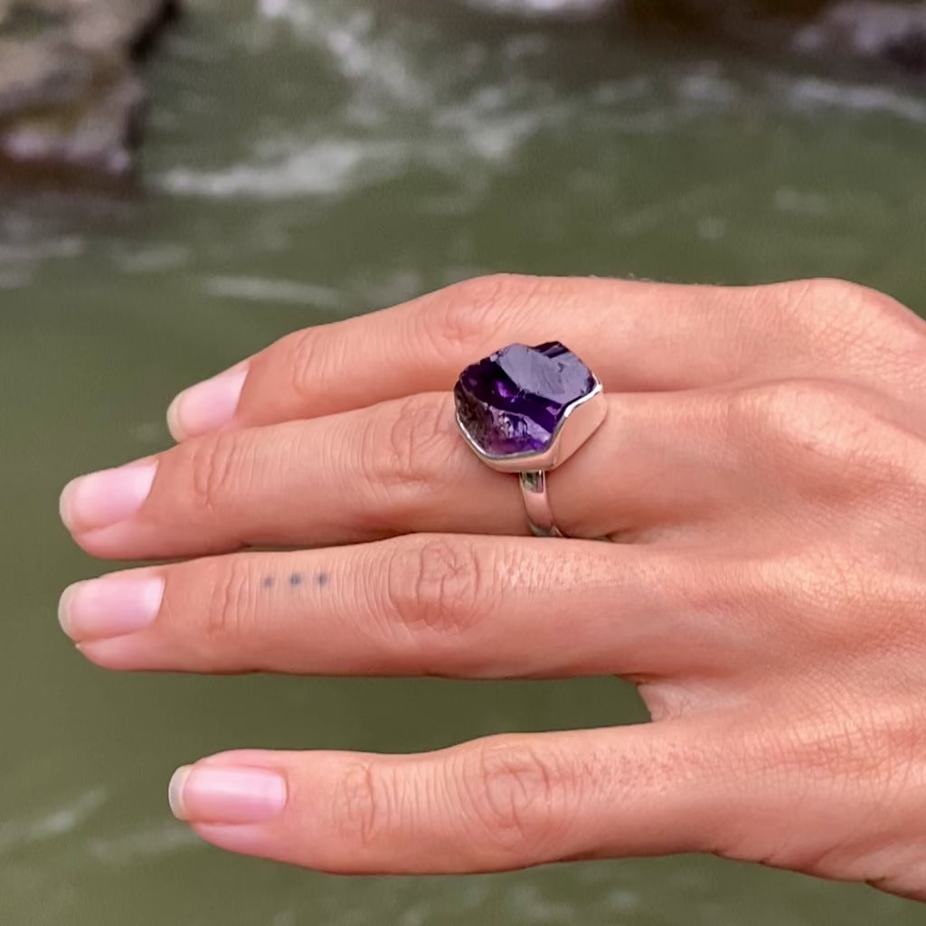 Uncut sales amethyst ring